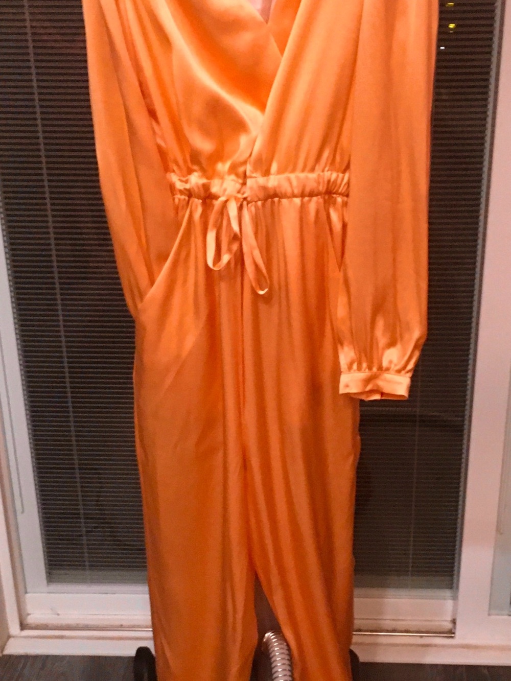 Jonathan Simkhai Orange Satin Drawstring Jumpsuit